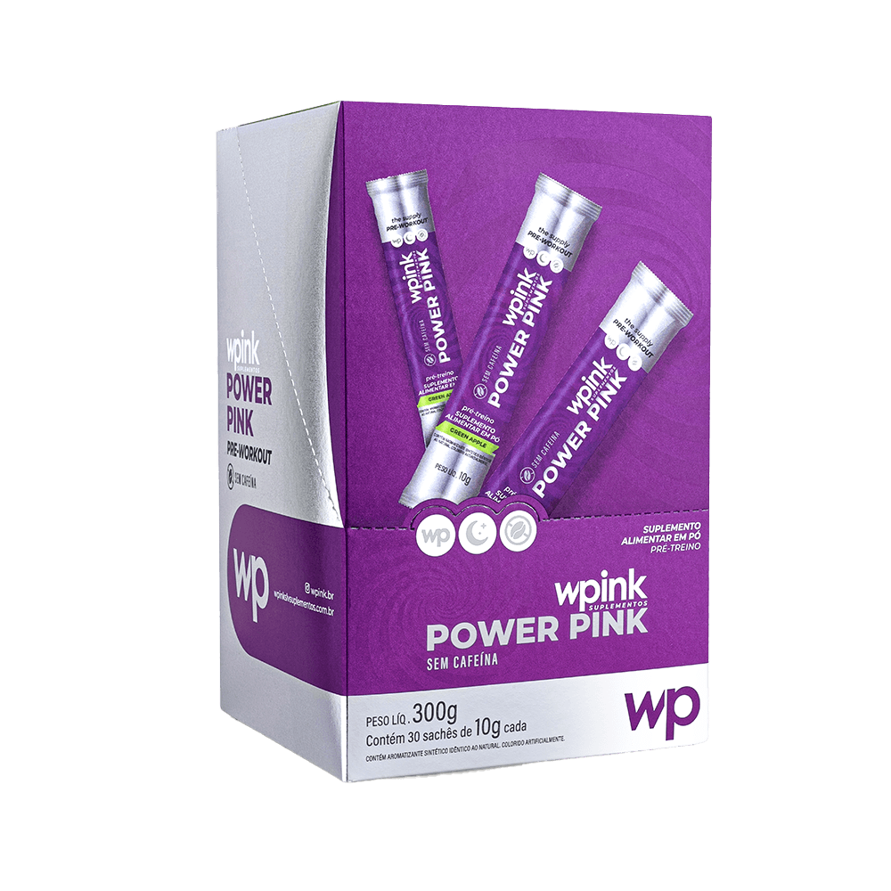 power pink sem cafeína de maçã verde - pré-treino - 300g - wp