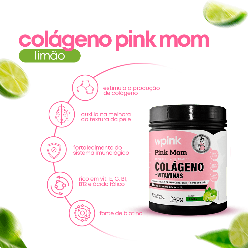colágeno pink mom de limão - 240g – wp