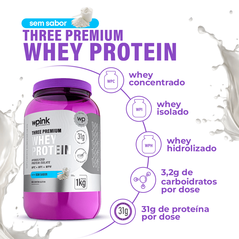 three premium whey protein sem sabor - (1kg) - wp