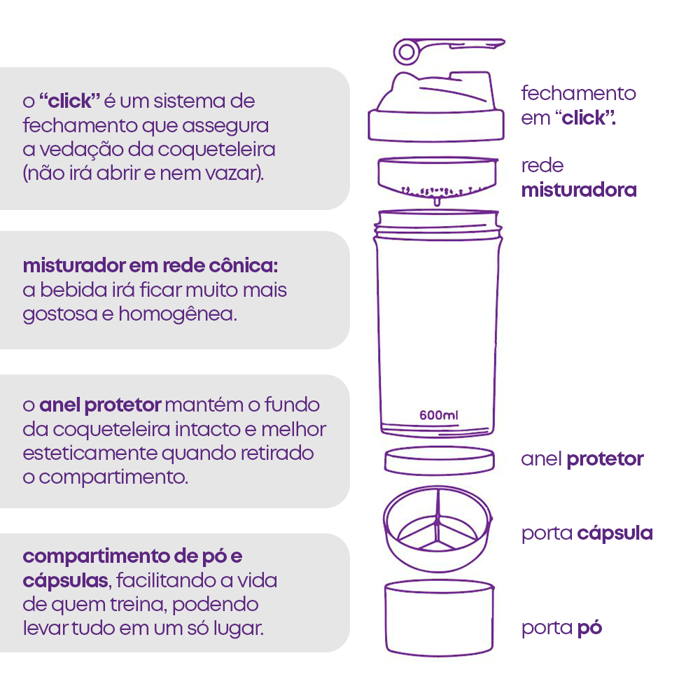 shaker pro coqueteleira 700ml - wp
